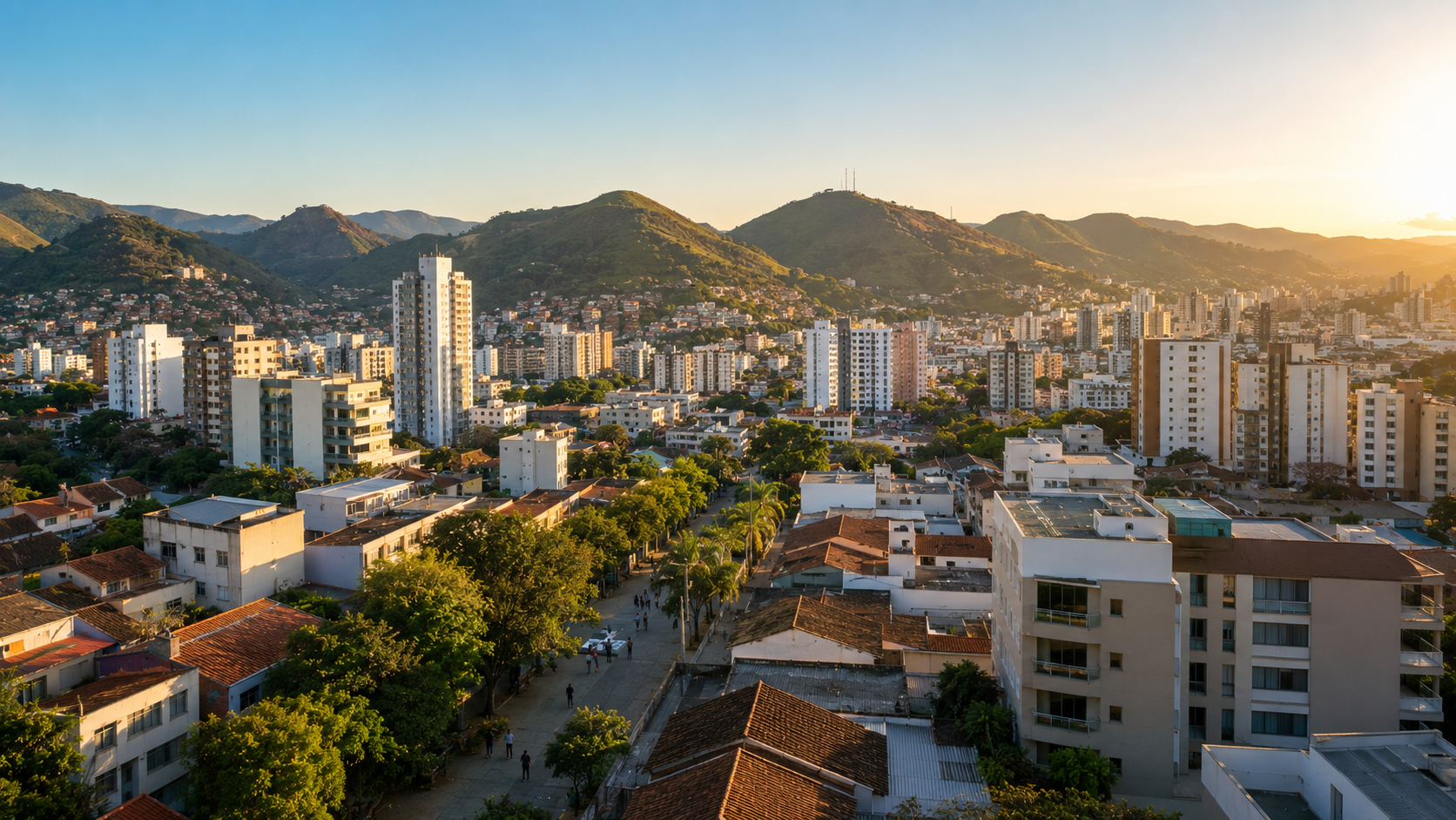 Vista de Juiz de Fora com prédios, morros e atmosfera de cidade universitária